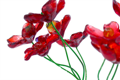 Resin Long-stem artificial Red flowers bouquet, Plant lover gift, Plant decorations for pots and vases