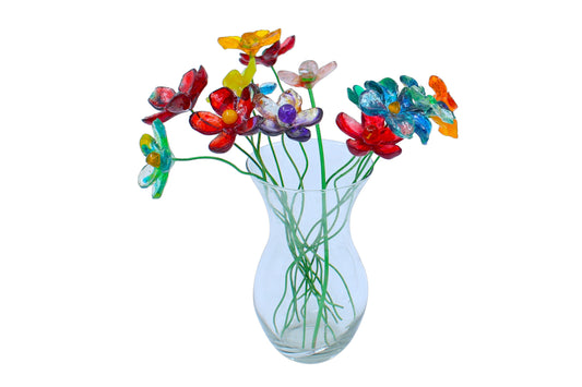 Resin Long-stem artificial colorfull flowers bouquet, Plant lover gift, Plant decorations for pots and vases