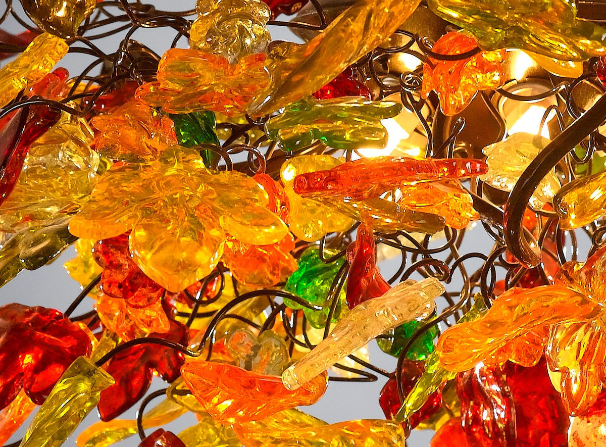 Resin Flower Chandelier: Warm Color Leaves Ceiling Light