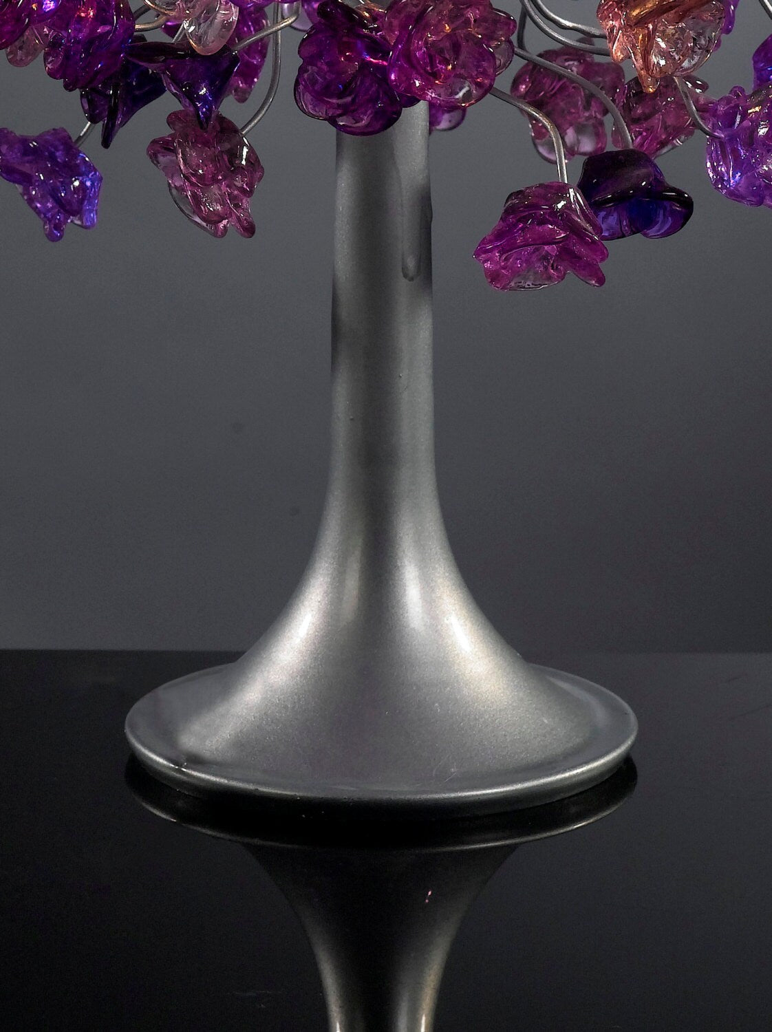Purple Table lamp, bedside table lamp with purple flowers, beautiful as a wedding present.