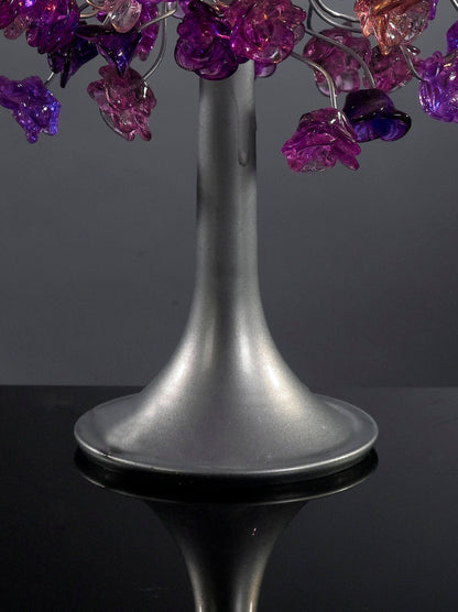 Purple Table lamp, bedside table lamp with purple flowers, beautiful as a wedding present.