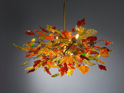 Resin Flower Chandelier: Warm Color Leaves Ceiling Light