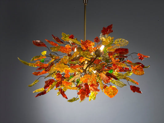 Resin Flower Chandelier: Warm Color Leaves Ceiling Light