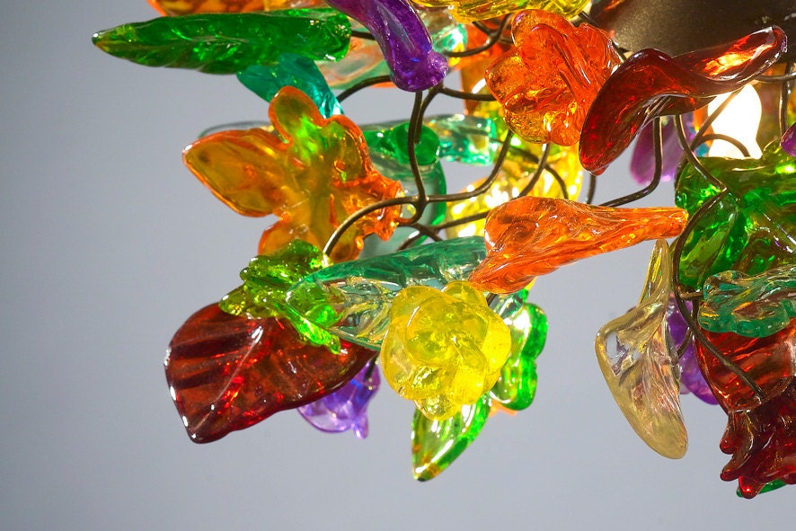 Pandent light Multicolored leaves and flowers Chandelier for kids room, living room, bedroom