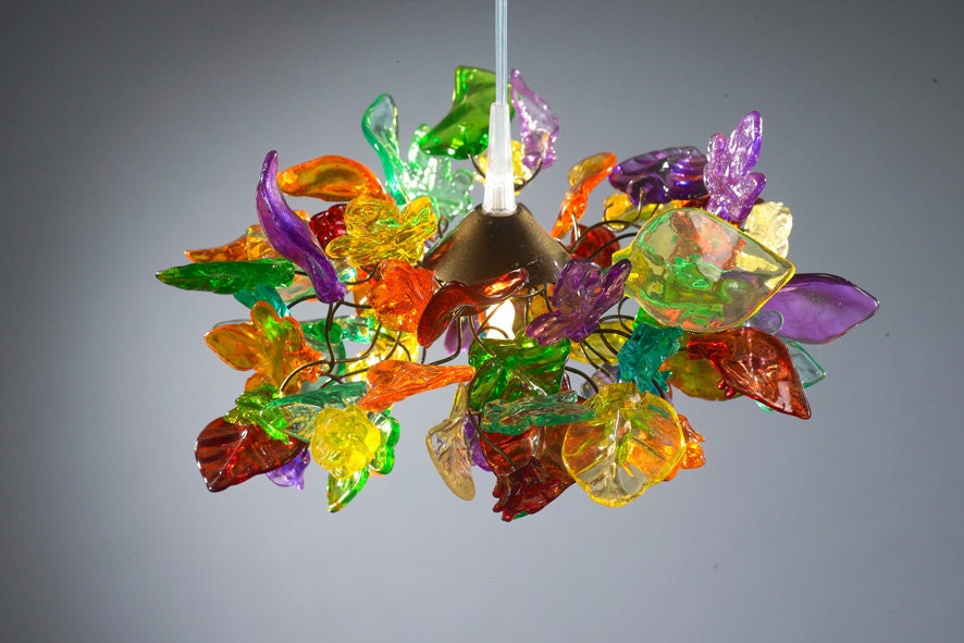 Pandent light Multicolored leaves and flowers Chandelier for kids room, living room, bedroom