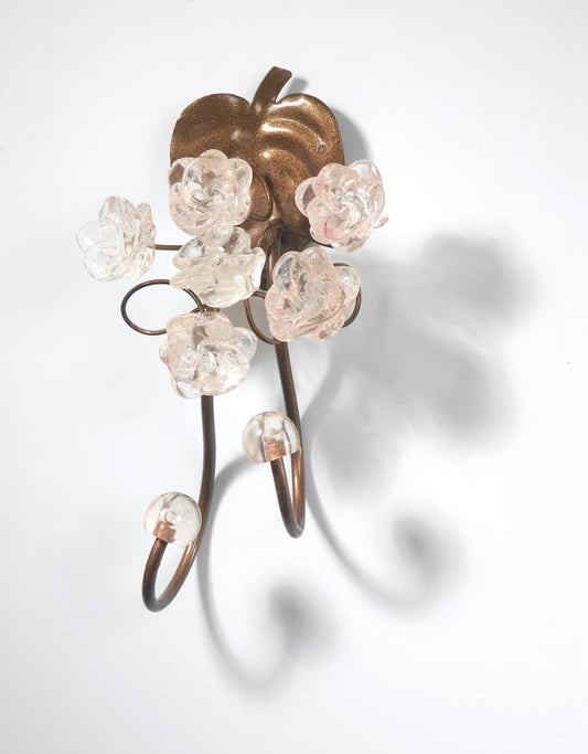 Bronze Metal Wall Hooks: Resin Flower Decorative Hanger