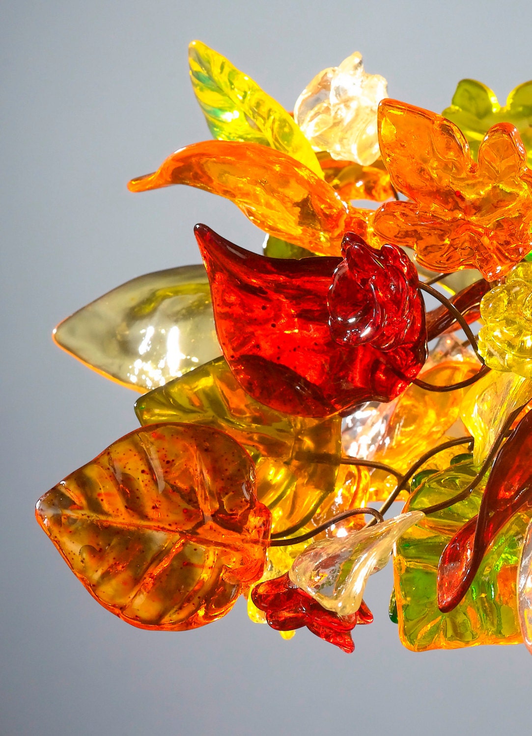 Pendant Light with warm color flowers and leaves for bedroom, kitchen island, hall