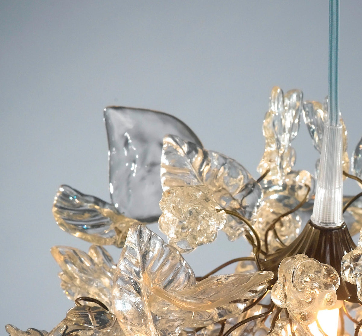 Floral Pendant Light: Clear Resin Flowers, Unique Ceiling Lighting