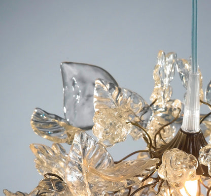 Floral Pendant Light: Clear Resin Flowers, Unique Ceiling Lighting