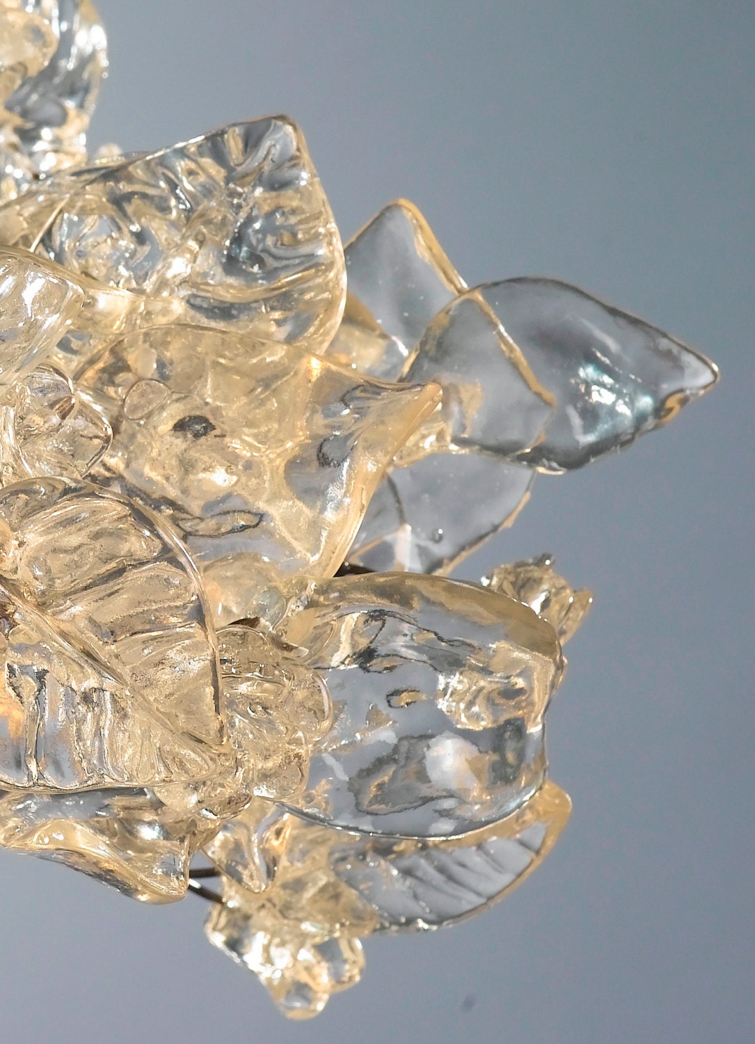 Floral Pendant Light: Clear Resin Flowers, Unique Ceiling Lighting