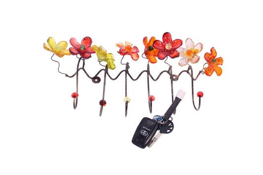 Decorative Wall Hooks, Coat rack with Warm colors resin flowers, for towel, jewelry.