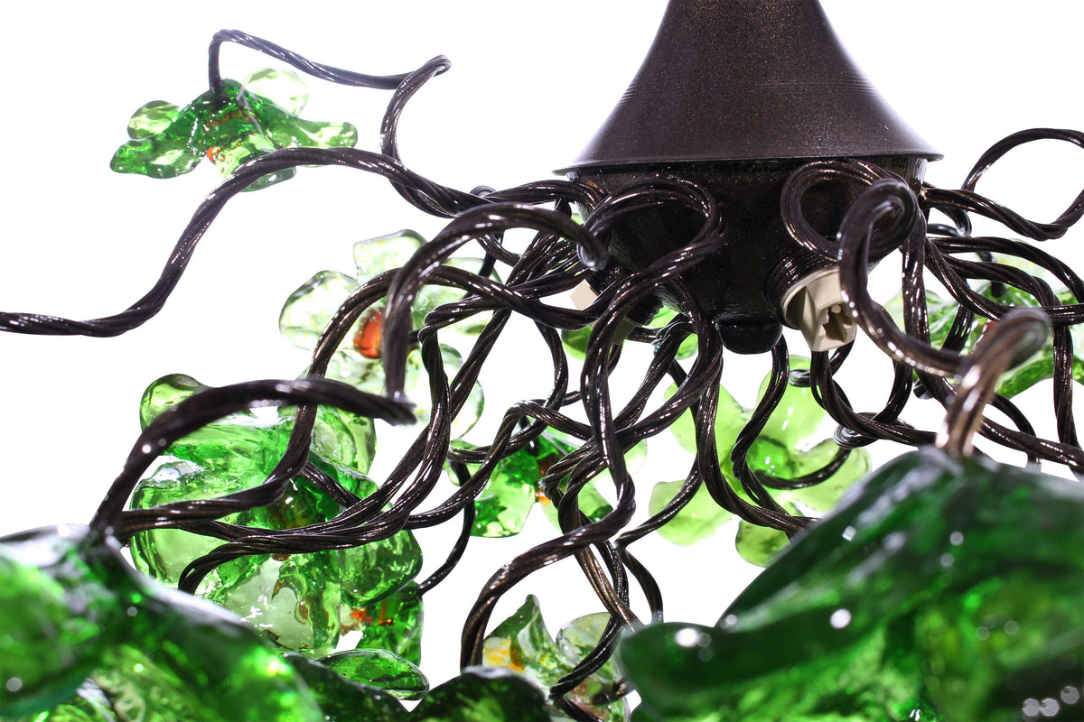 Elegant Chandelier with Handmade Green Flowers for Dining Room, Hall, or Bedroom - Stunning Resin Floral Ceiling Light Fixture