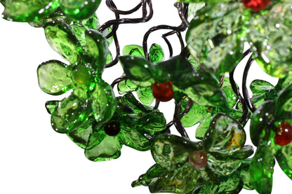 Elegant Chandelier with Handmade Green Flowers for Dining Room, Hall, or Bedroom - Stunning Resin Floral Ceiling Light Fixture