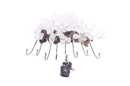 Unique hooks Coat Rack, Wall Hook with Transparent clear resin flowers and leaves, decorative wall hanger.