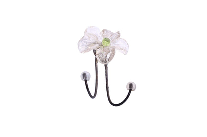 Bronze Wall Hook: Clear Resin Flower Decorative Hanger