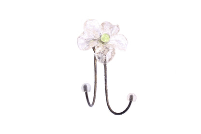 Bronze Wall Hook: Clear Resin Flower Decorative Hanger