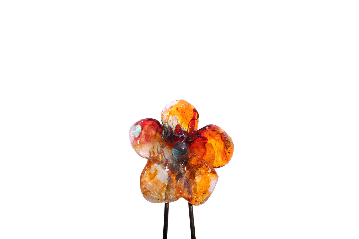 Wall Hook with orange resin flower, decorative wall hanger.