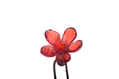 Wall Hook with red resin flower, decorative wall hanger.