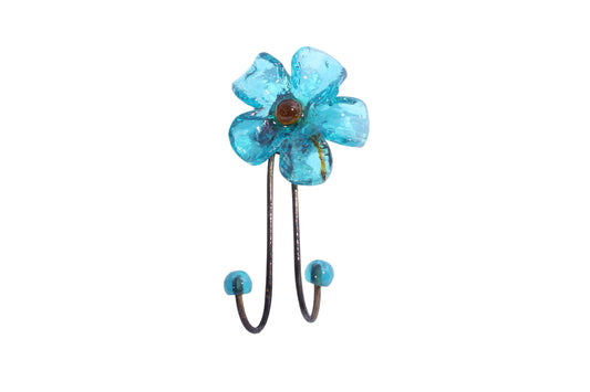 Wall Hook with turquoise resin flower, decorative wall hanger.
