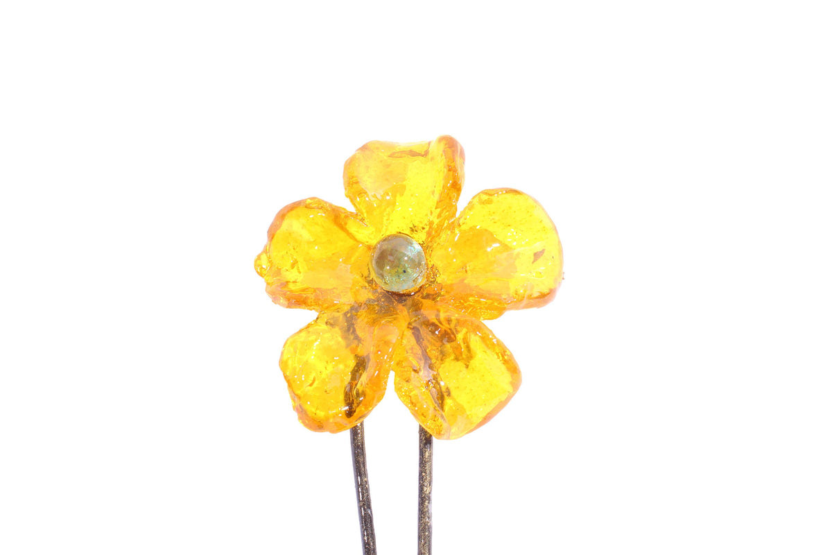 Wall Hook with yellow resin flower, decorative wall hanger.