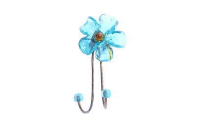 Wall Hook with turquoise resin flower, decorative wall hanger.