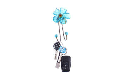 Wall Hook with turquoise resin flower, decorative wall hanger.