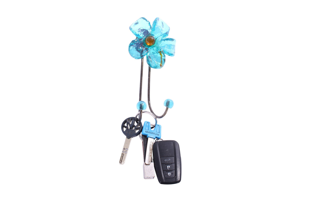 Wall Hook with turquoise resin flower, decorative wall hanger.