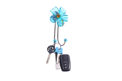 Wall Hook with turquoise resin flower, decorative wall hanger.