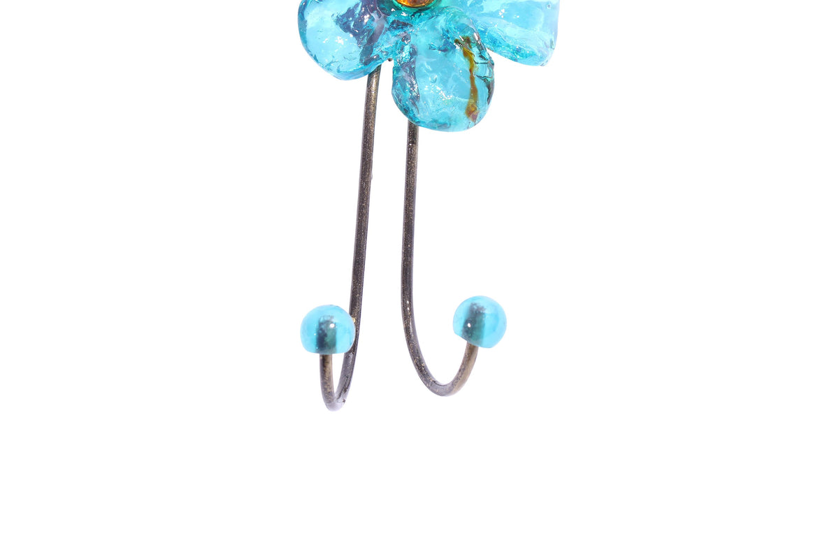 Wall Hook with turquoise resin flower, decorative wall hanger.