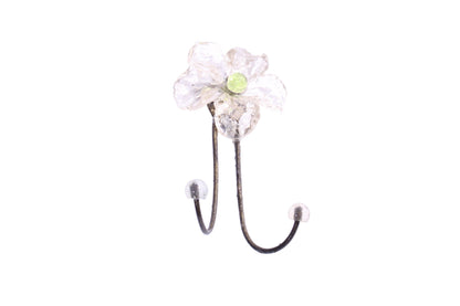 Bronze Wall Hook: Clear Resin Flower Decorative Hanger