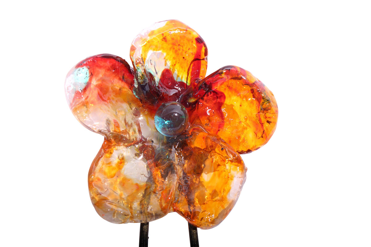Wall Hook with orange resin flower, decorative wall hanger.