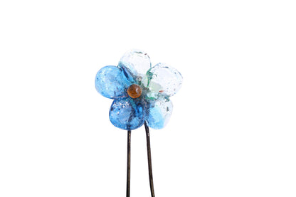 Wall Hook with blue resin flower, decorative wall hanger.