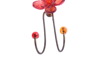 Wall Hook with red resin flower, decorative wall hanger.