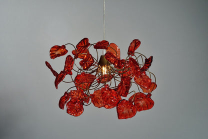 Ceiling light with Red leaves chandelier for rooms, bathroom, entryway unique lighting