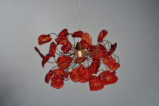 Ceiling light with Red leaves chandelier for rooms, bathroom, entryway unique lighting