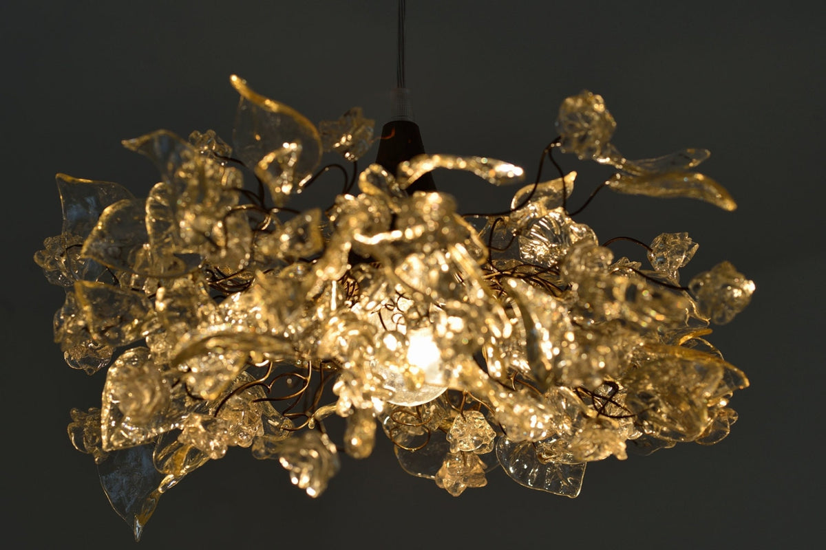 Floral Chandelier with Natural Leaves: Bedroom Lighting