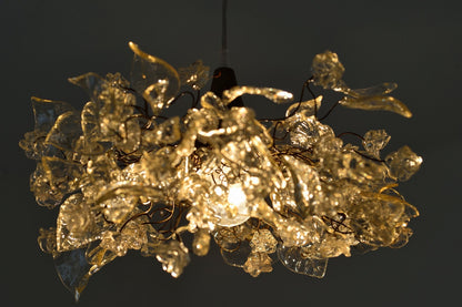 Floral Chandelier with Natural Leaves: Bedroom Lighting