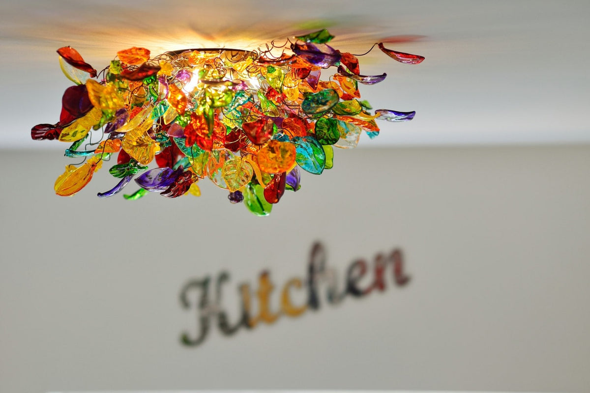 Multicolored Resin Flower Ceiling Light: Flush Mount Fixture, 26"