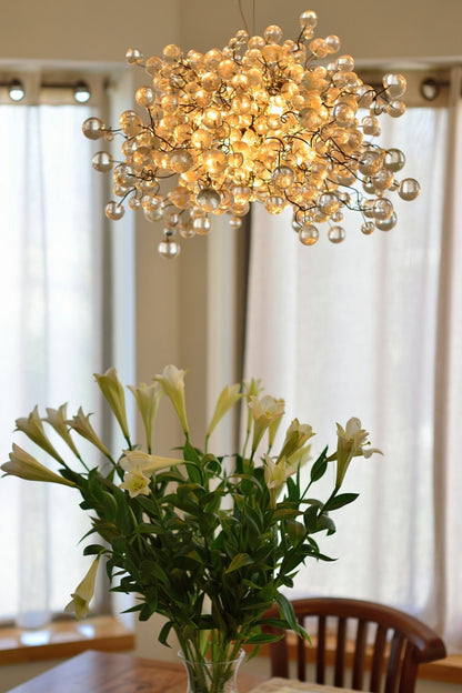 Clear Bubble Chandelier: Handmade Polyester Resin Ceiling Light