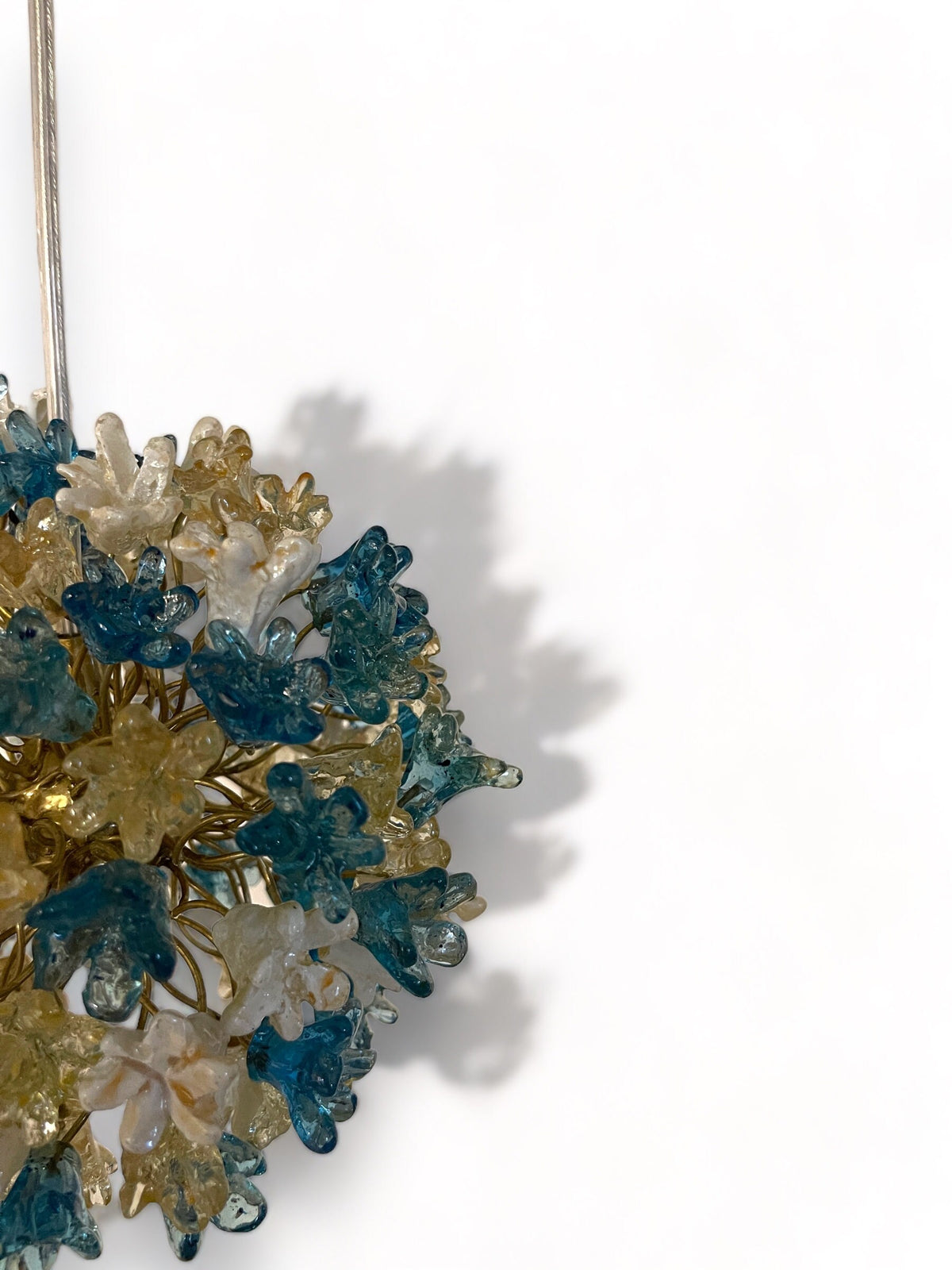 Blue pendant light with flowers for hall or bathroom, or as a bedside light - a unique pendant lights.