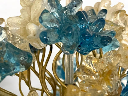 Blue pendant light with flowers for hall or bathroom, or as a bedside light - a unique pendant lights.