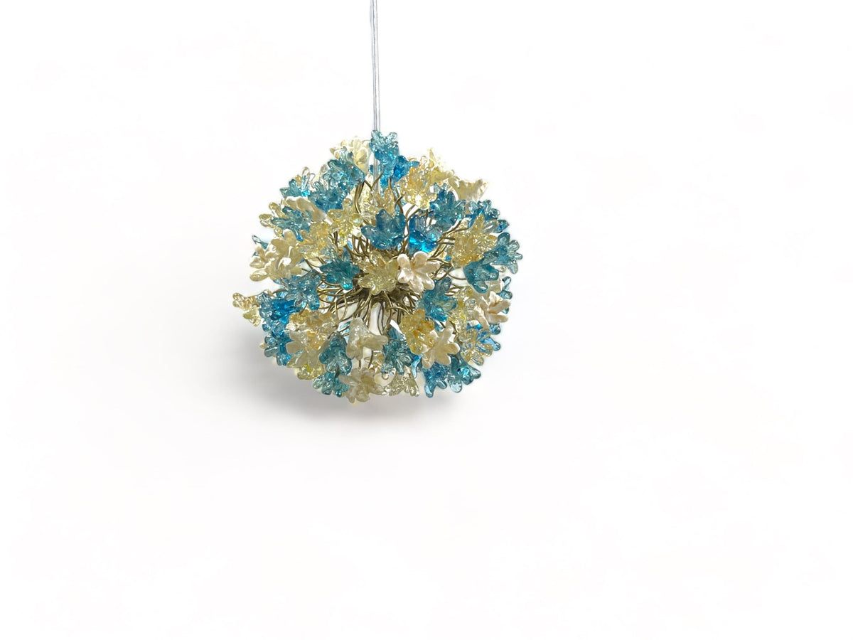 Blue pendant light with flowers for hall or bathroom, or as a bedside light - a unique pendant lights.
