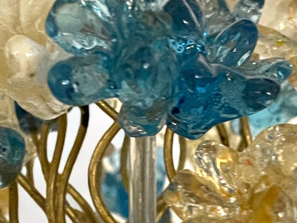 Blue pendant light with flowers for hall or bathroom, or as a bedside light - a unique pendant lights.