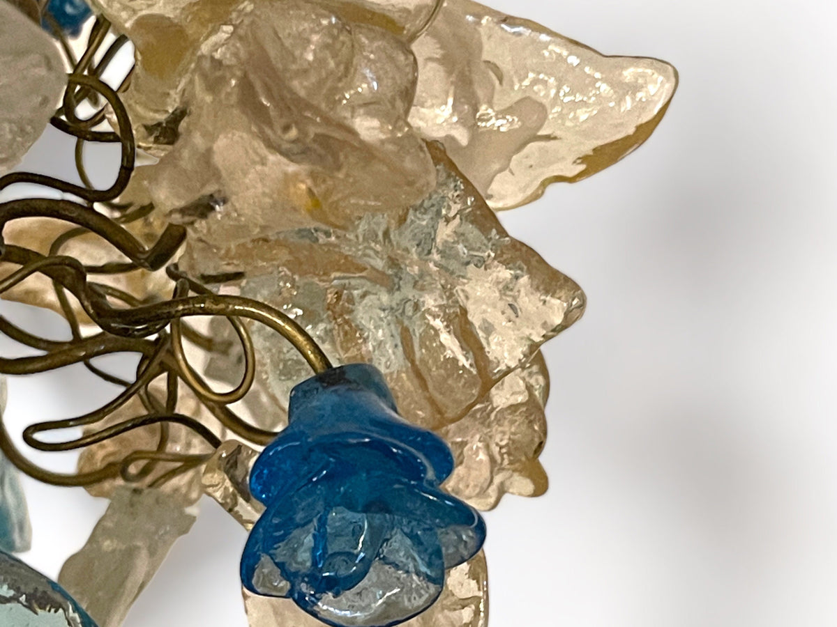 Pendant Lighting, modern pendant with gold, white clear and blue color flowers and leaves for hall or bedroom