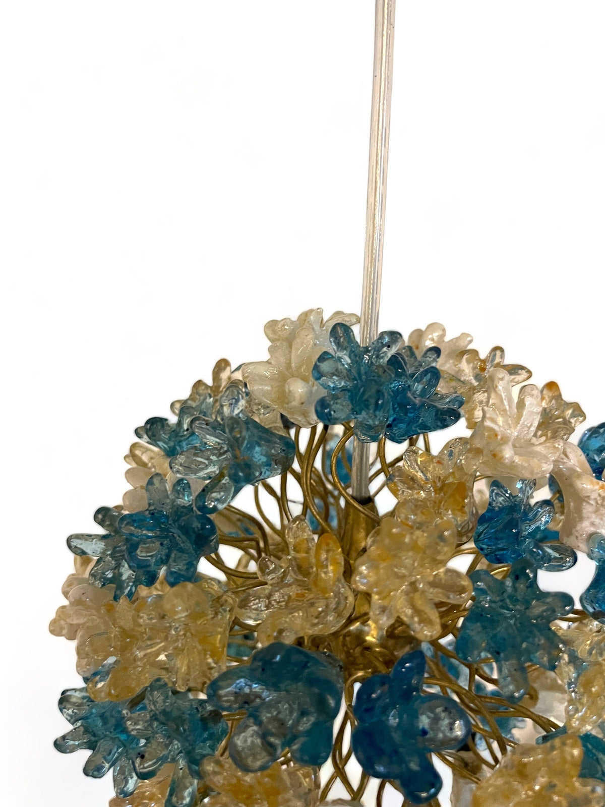 Blue pendant light with flowers for hall or bathroom, or as a bedside light - a unique pendant lights.