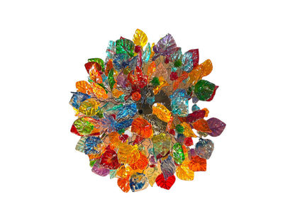 Flush mount ceiling light with rainbow color flowers and leaves. elegant sconces for ceiling or wall