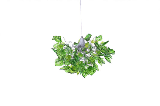 Lighting hanging chandeliers with green flowers and leaves, for Dining Room, hall or bedroom.