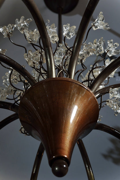 Chandeliers Light with clear jumping flowers, Ceiling Lighting Fixtures chandelier with 10 arms for Dining Room table