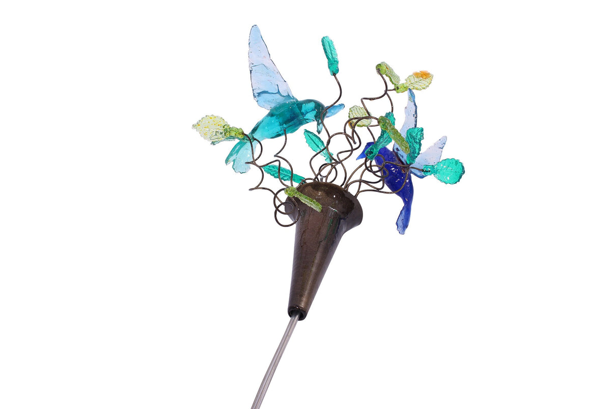 Plug-in Wall Sconce: Blue Resin Flowers and Birds Bedroom Lamp