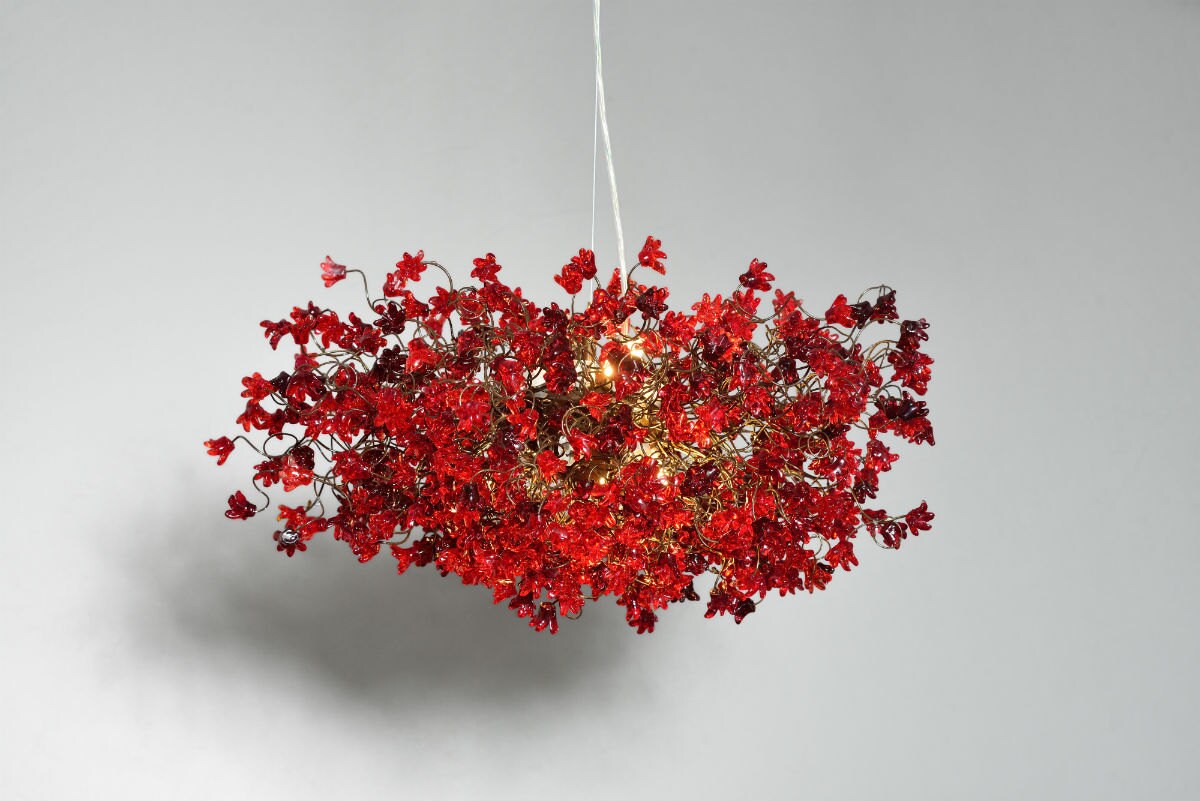 Red Light Fixture, modern Hanging chandeliers for Dining Room, living room, office or bedroom.